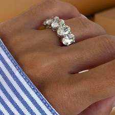 6.00 TCW Oval Cut Lab Grown Women's Stylish Band Diamond Ring 18k White Gold picture