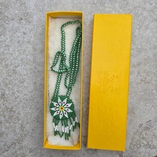 Antique Native American Hand Beaded Tribal Necklace - 14