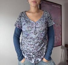 One World Y2K Long Sleeve Layered Look Top with Rhinestones picture