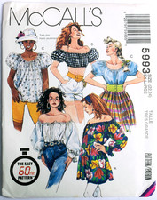 Vintage 1990s McCall's 5993 Boho Peasant Blouse Pattern  Plus Size 22 - 24 Uncut picture