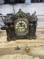 Antique Ansonia Dakia Porcelain Mantel Clock Open Escapement Parts Repair - READ picture