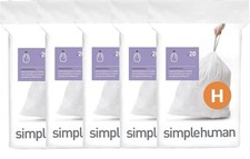 simplehuman 30L-35L Code H Custom Trash Bag Liners 5 Quick Dispense Packs  100ct picture