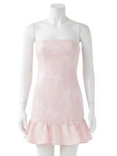 Peppermayo Young Heart Pink Strapless Ruffle Mini Dress Floral Embroidered 10 picture