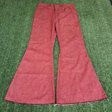 Vintage 60s 70s Levi's 684 Red Denim White Tab Scovill Big Bell Bottoms 31x30