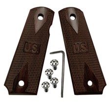 1911 Classic Wood Grips Full Size W/ Screws Embossed U.S. fits Springfield Colt  picture