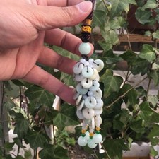 certified Green 100% natural green jade Car pendant Jadeite doughnut 甜甜圈 0151 picture