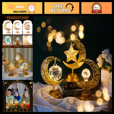 3 Pcs Ramadan Home Decor - Rustic Moon & Star LED Lights, Battery Operated Eid D picture
