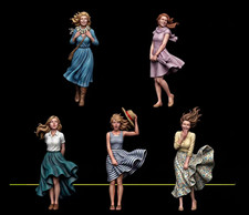 1/35 Scale 50mm Resin Figure Charming Beauty 5set Unpainted Model Kit Toys picture