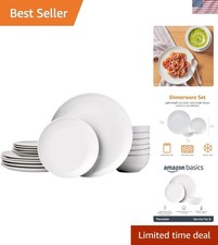 18-Piece White Porcelain Coupe Dinnerware Set for 6, Dishwasher & Microwave Safe picture