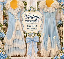 Loralie’s Vintage Blue & White Lace Dress Ruffled Layered Show Costume 11/12 picture