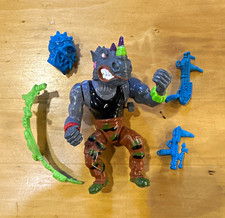 Vintage 1991 TMNT Wacky Action Machine Gunnin Rocksteady 100% Complete Playmates picture