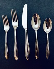 LENOX SCULPT 5-PC PLACE SETTING FLATWARE SET MIRRORED 18/10 STAINLESS STEEL NEW picture