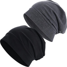 100% Cotton Slouchy Beanie, Oversized Thin Skull Cap for Men Women picture