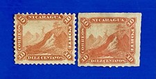 Early Nicaragua 1869, 1880' Liberty Cap on Mountain Peak 10c MH Perf/Imperf picture