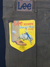 Vintage-70's Deadstock Lee Riders Boot Cut Flare Houndstooth Textured 31x30 NWT picture