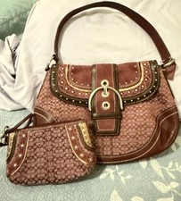 COACH Vintage Burgundy Y2K SOHO Mini Signature Bag & Wristlet 11517 Rare Find picture