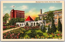 Vintage Postcard Municipal Rose Garden Kansas City Kansas Linen picture