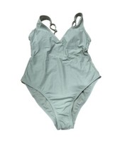 Women's V-Neck High Leg One Piece Swimsuit - Kona Sol Sage Green M picture