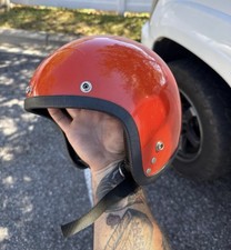 Vintage Small Arthur Fulmer Af20 Motorcycle Helmet Orange picture