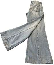 90s Shyanne Wide Leg Baggy Jeans Womens 34R Blue Denim Western Country Cowboy picture