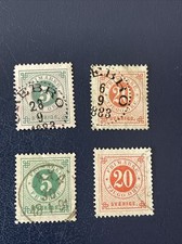 Sweden 1877,1886 Cancelled 4 Stamps, Perforation 13-13 1/2,very Fine, See Photos picture
