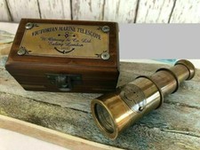 Victorian Brass Telescope Nautical Antique Victorian Maritime Spyglass With Box picture