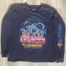 RARE Vintage Y2k 2002 Graphic Long Sleeve With Dragon And Sports Car picture