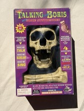 Vintage 1998 Talking Thru Boris Interactive Skull Animatronic Prop Voice NIB picture