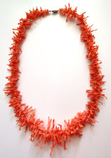 Vintage Natural Salmon Pink Branch Coral Necklace 24