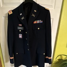 US Army ASU Dress Blue Jacket & Ribbons 82nd Airborne Artillery Officer Murray picture