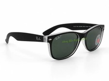 Ray-Ban RB2132 6052/58 New Wayfarer Green Polarized Sunglasses Matte Black 55mm picture