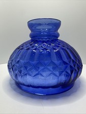 Vintage Blue Diamond Glass Hurricane Lamp Shade 4.75