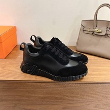 Hermès Black Leather and Suede Casual Sneakers for Men EUR45 picture