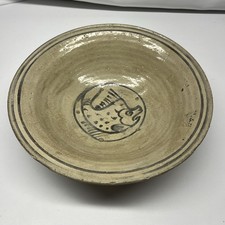 Antique Ceramic Fish Plate Sukhothai Period - Rare Asian Collectible picture