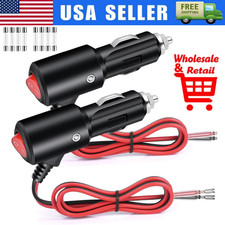 12-24V Fused LED Car Cigarette Lighter Plug Socket Cable Adapter w/ Switch LOT picture