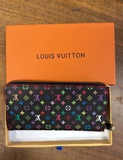 Black Multicolor Monogram Zip Around Women's Long Wallet Clutch  picture