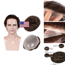 Amiable 0.03mm Ultra Thin Skin All V-looped Mens Hairpieces. Real Human Hair picture