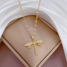 Elegant 316l Stainless Steel Dragonfly Pendant Necklace for Women Gift picture