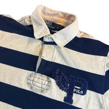 Polo Ralph Lauren Mens Large Custom Fit Chief Keef Rugby Polo Shirt Striped picture