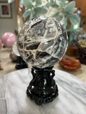 Sphalerite druzy sphere with stand 4” large picture
