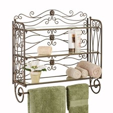 Kadalynn Wall Shelf with Towel Bar - Antique Bronze - Metal - 24