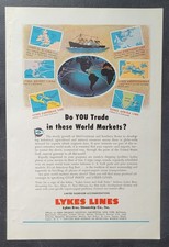 1948 Lykes Lines Steamships Vintage Print ad World Markets Europe Africa picture