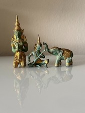 Set of 3 Solid Bronze Thai / Southeast Asian Style Figurines – Non-Magnetic picture