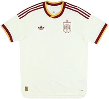 adidas Spain Soccer Team 26 Away Authentic Logo White Jersey Top Rare Men Size picture