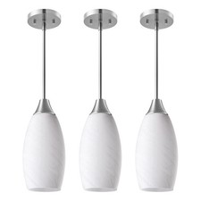 3 Pack Pendant Light Fixture, Handcrafted Art Glass Hanging Light, Hardwired picture