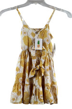 Btween Girls Yellow White Summer Floral Dress w/ Headpiece Spaghetti Strap 5 030 picture