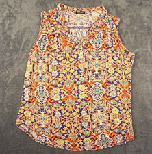 PAPERMOON Women's XL Multicolor Geometric Sleeveless Collared Button Blouse picture