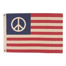 100% Cotton Printed Flag, Made in USA, Vintage Style Faded American Peace Sign picture