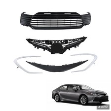 Grilles 1 Front Lower Upper Grille Black Plastic Set 4 Pieces Grill Replacement picture