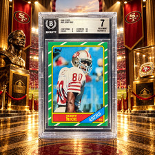 JERRY RICE 1986 Topps Football #161 RC Rookie BGS 7 NEAR MINT, 9 CENTERING 49ers picture